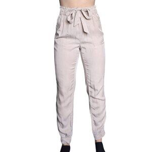 Garage Beige Pants with Cuffed Bottom, Waist Tie Adjustment, Women Size S